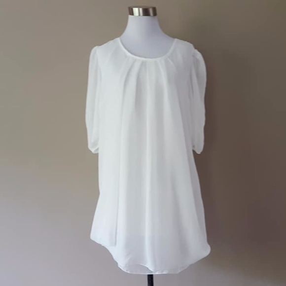 Sheer White Chiffon Top Dress Small - Picture 2 of 8
